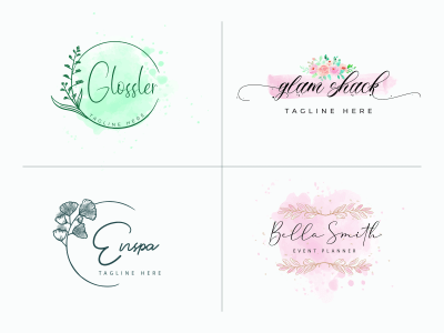 Beautiful floral watercolor feminine logo Design