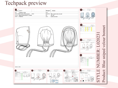 A tech pack for apparel and accessories