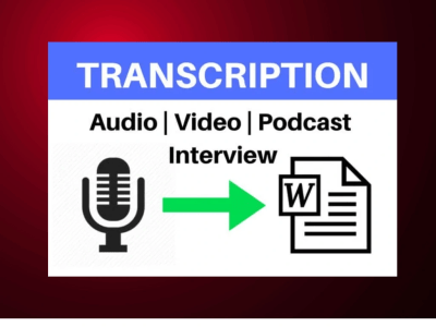 PROFESSIONAL & ACCURATE Transcription within 24 hours for YOUR Audio/ Video