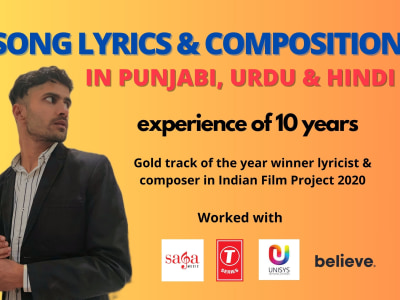 Original punjabi, hindi or urdu song or rap lyrics & composition