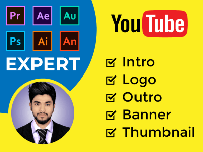 A YouTube Channel or FB Page with Logo, Banner, Thumbnail, Intro and Outro