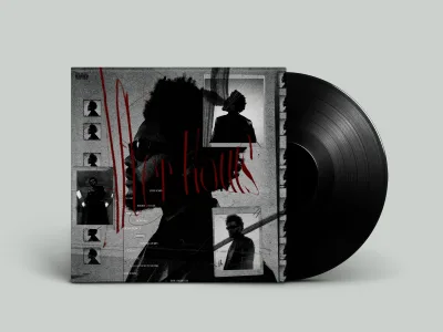 An album cover art in a collage style