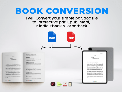 Professional  ebook formatting or paperback designs epub