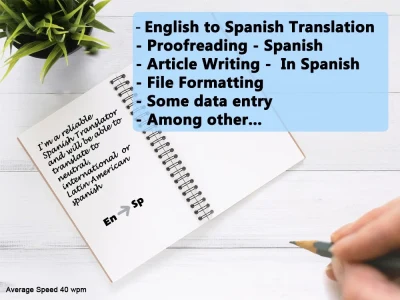 A reliable Spanish translator and a fair deal. Don't hesitate, hire me!