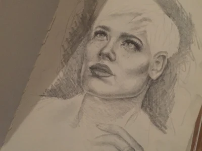 Portrait art with charcoal