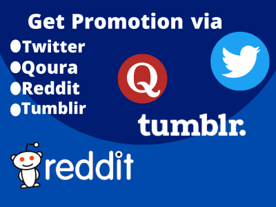 Promotion via Reddit , Twitter, Tumblir, Quora for high traffic inflow
