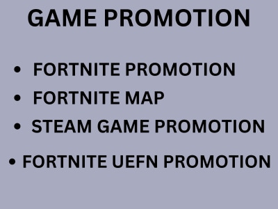 Fortnite game promotion, Fortnite map, steam game and online game promotion