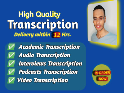 Quality Arabic Audio Video Transcription to Text with Timestamps in 12 hrs.