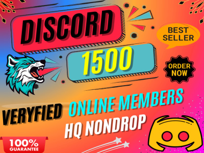 HQ Nondrop 1500 Discord online veryfied members on your server