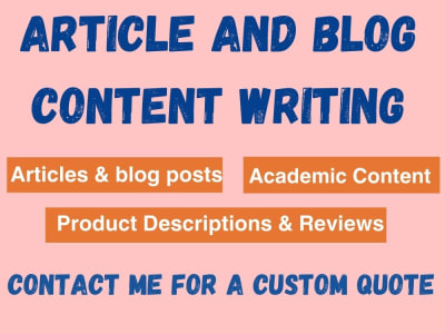 Articles, Blog posts, Academic Content and other content writing services
