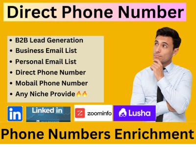B2b lead generation direct phone mobile phone number using zoominfo, lusha