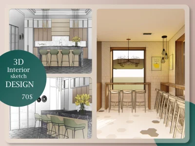 Architectural 3d DESIGN for your INTERIOR, materials, colors, and sizes.