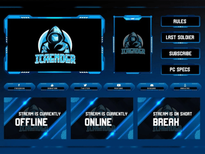 A professional twitch overlay and logo for your stream