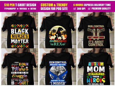 Custom graphic t-shirt design for pod business