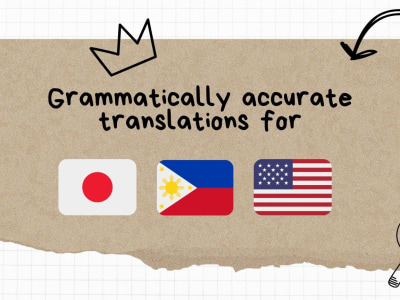 Accurate Manual Translation for Japanese, English and Tagalog.