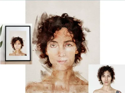 A watercolor portrait in digital