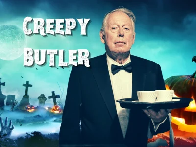 A creepy butler Halloween voice over