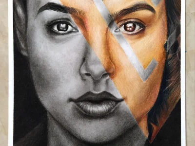 Realistic charcoal portrait sketch
