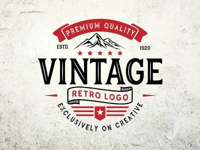 Awesome vintage logo with hand-drawn illustration