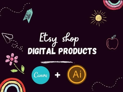 Etsy digital products for your Etsy shop on Canva and Illustrator