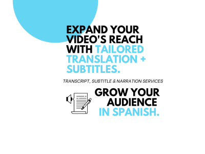 Your video translated into Spanish with subtitles and/or narration