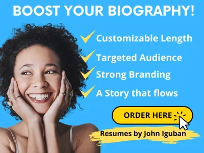A tailored professional biography within 24 hours!