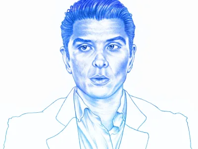 A business headshot corporate portrait made with pencil.