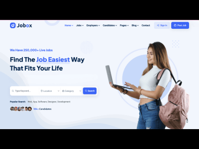 A recruitment website, job board agency website, staffing hiring website