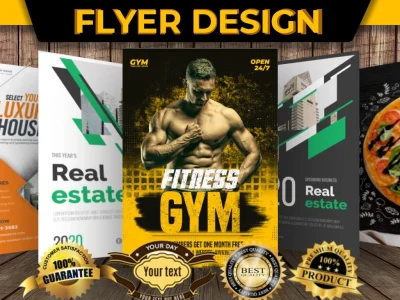 The design of gym flyers, party flyers, and food menu flyers in 1 day