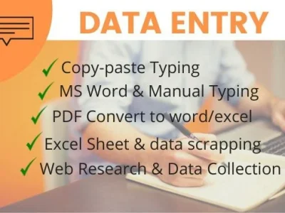 Data Entry, Data Mining, Copy Pate, Web scraping & Web research