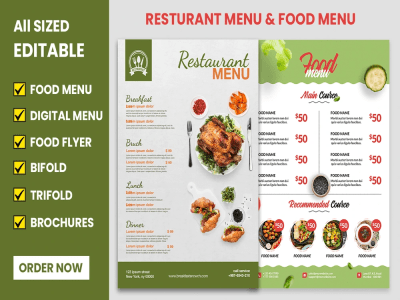 Restaurant menu, food menu, menu design in 24 hours