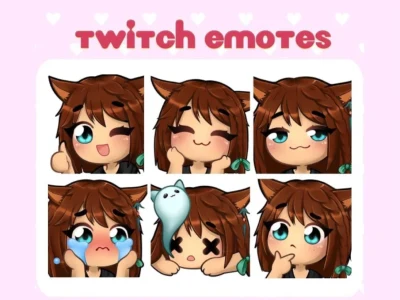 Custom chibi emotes or sub badges for Twitch, Discord, and YouTube channels