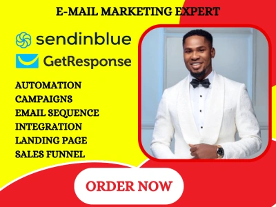 Email template, email automation, landing page in SendinBlue, GetResponse.