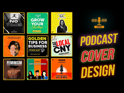 Unique podcast cover designs.