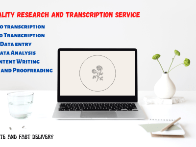 High quality human services for Transcription/Data entry/Content writing
