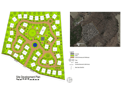 An architectural site plan and landscape design based on your drawing