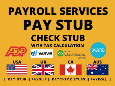 ADP Pay Slips, US Tax Return, Form W2, 1099 & Payroll Reports