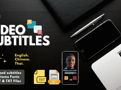 SRT subtitles to videos in English, Thai, Chinese