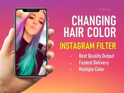 A customized changed hair color Instagram AR Filter.