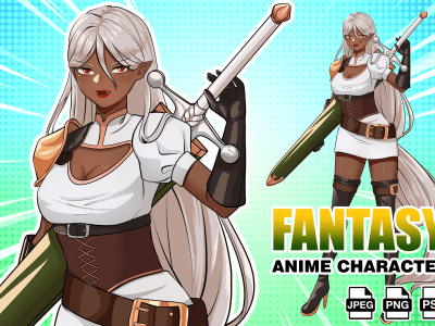 An amazing fantasy anime character design or concept art