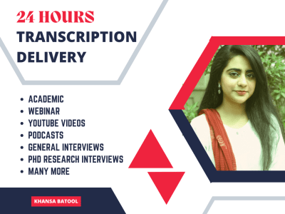 Transcribed audio/video in 24 hours | Transcriptionist | Transcriber