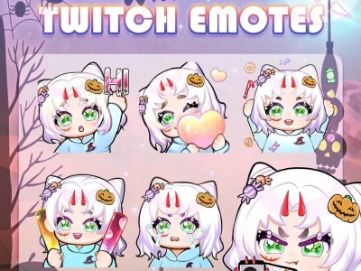 Custom chibi emotes or sub badges for Twitch, YouTube channels, Discord.