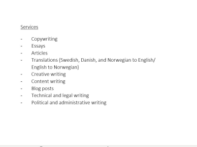 Professionally written content or translations