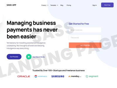 Landing page design for SaaS application