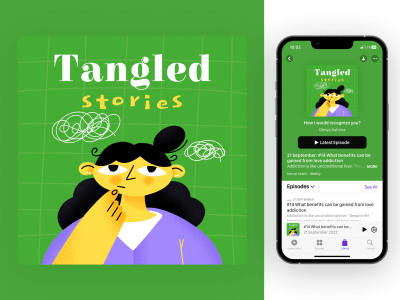 A hand-drawn podcast cover art design