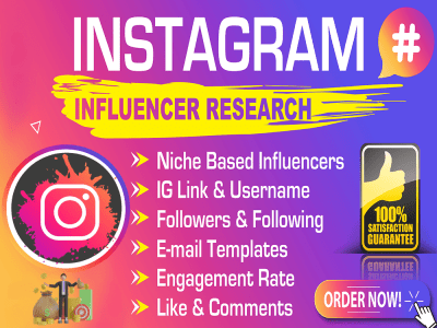Instagram influencers list of any targeted Niche for influencer marketing