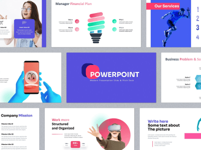 PowerPoint slides and modern investor pitch deck