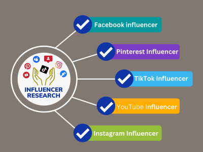 Influencers list of any targeted Niche accounts for your brand