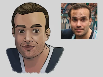 A portrait in cartoon style