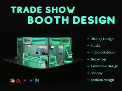 3D trade show booth and backdrop for your exhibition